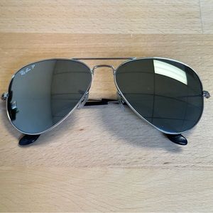 Ray Ban Polarized Aviator Sunglasses- Large Metal Mirrored Lenses